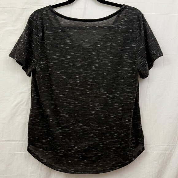 New York & Co Soho Street Sheer V-Neck Tee Women L Black w/White Lines - Picture 3 of 7